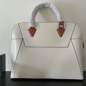 White and Brown Bostanten Laptop Bag